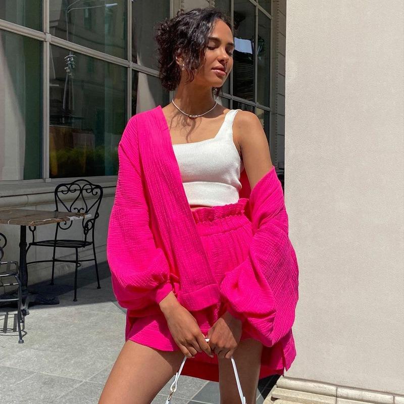 YYFS Women's Fashion Casual Summer Spring Solid Color Print Short Sleeve Blouses & Shirts Trousers Pants Suits