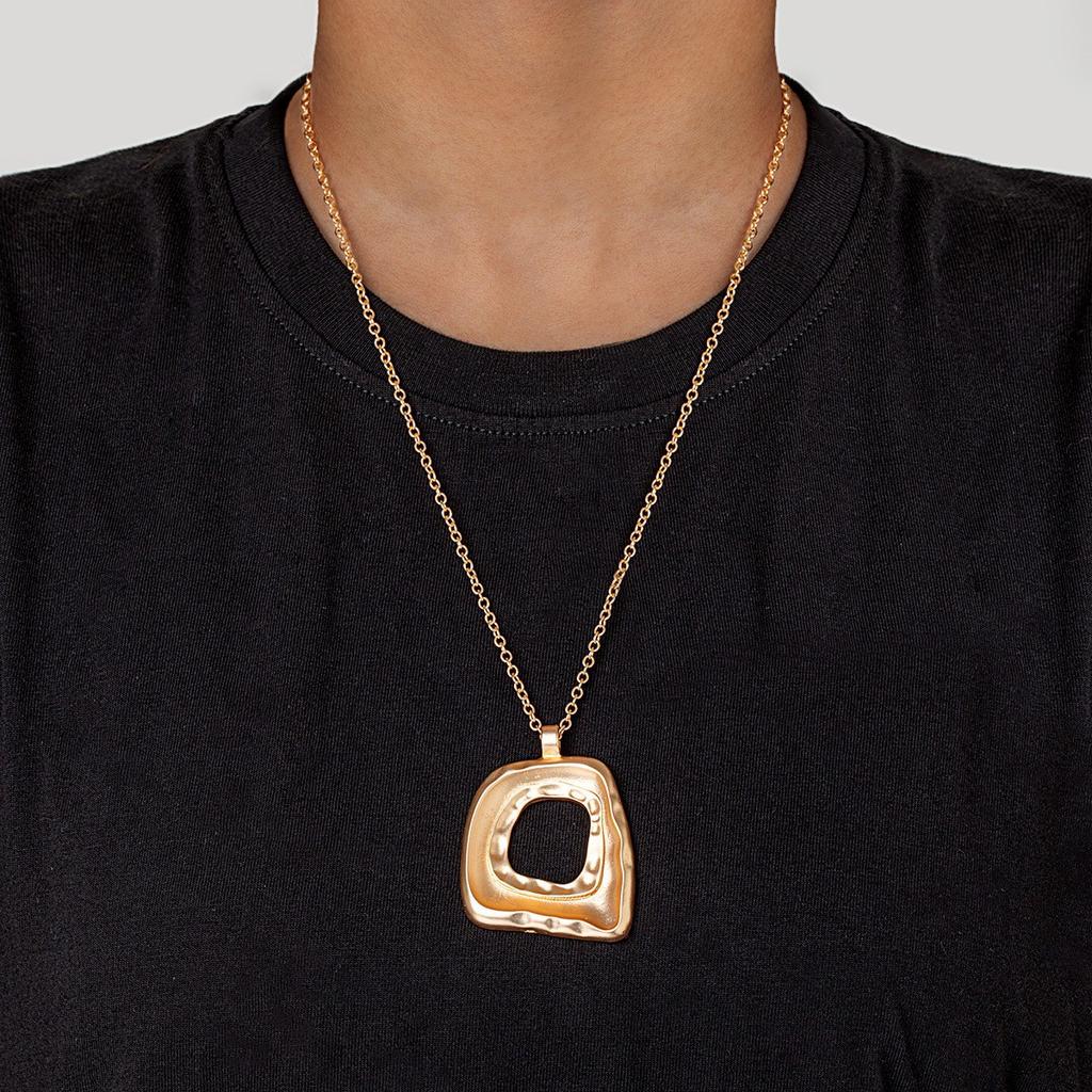 1 Piece Silver/Matte Gold Large Boho Open Charm Pendant Chain Statement Necklace