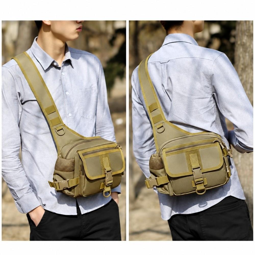Waterproof Fishing Sling Pack Nylon Messenger Bag Durable Crossbody Sling Bag  For Fishing