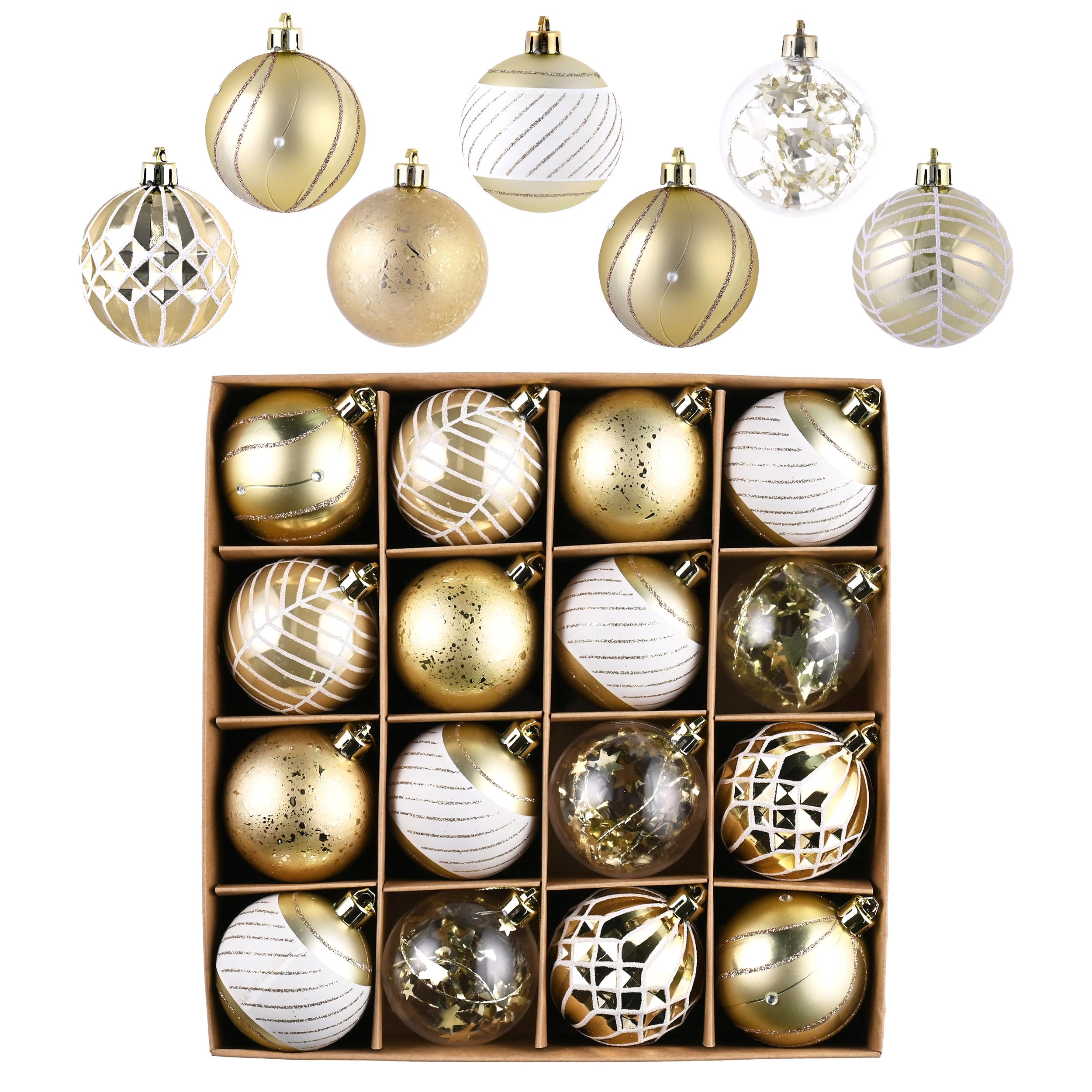 

Valery Madelyn Christmas Pack of White Christmas Tree Proposal Wedding Store Elegant Ornaments, 6cm, 16, Gold, Platinum, Decorations, Decorations,
