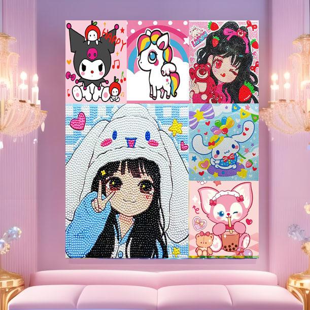 Cross-Border 20 * 20 Diamond Painting Handmade Diy Children S Puzzle Point Diamond Painting Cartoon Diamond Sticker Painting Decorative Painting random one