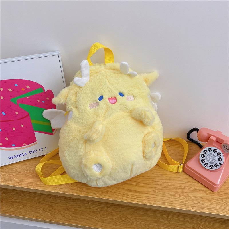 Cartoon Plush Minimalist Backpack Soft Sweet Dinosaur Backpack Cute