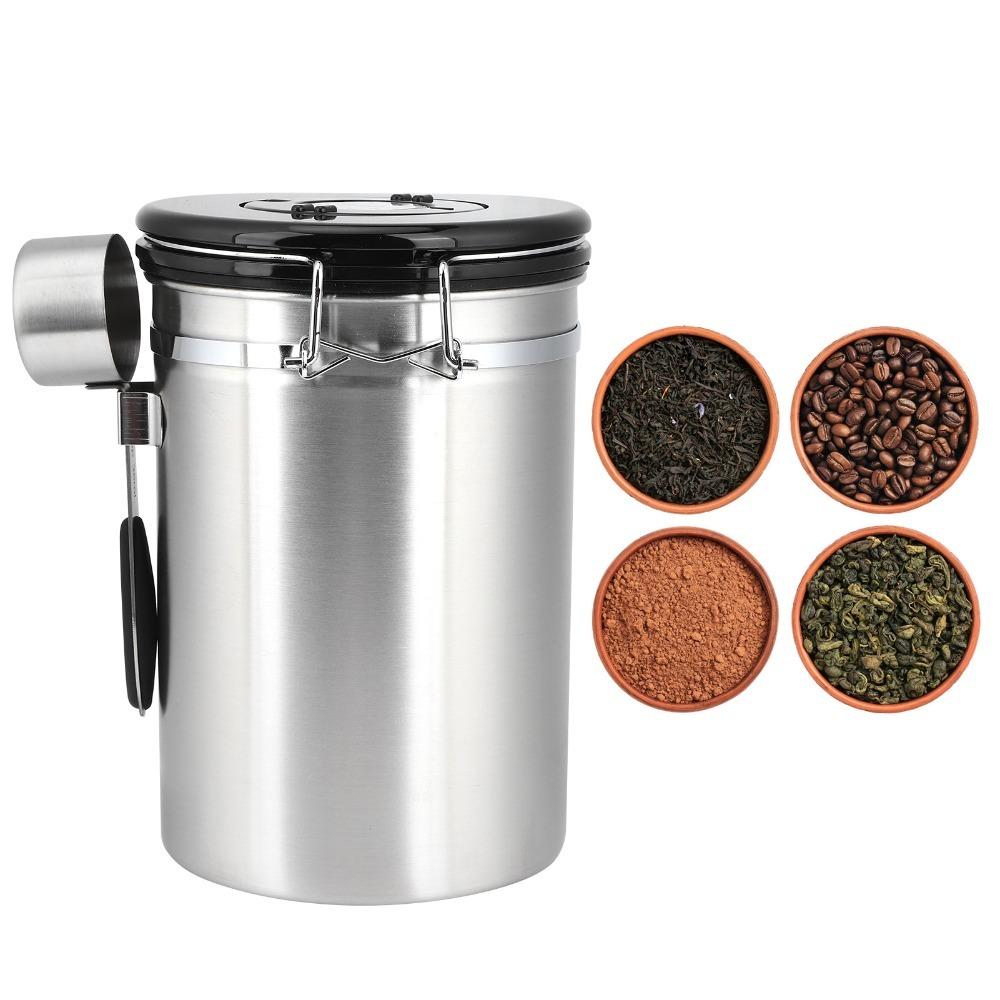 Stainless Steel Stainless Steel Coffee Bean Canister 1.8L Airtight Storage Container  Tea Storage