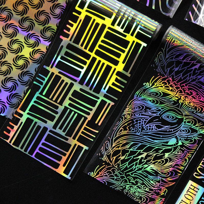 8 foi Holografic Nail Folie Punk Geometric Nail Art Transfer Autocolante Decalcomani