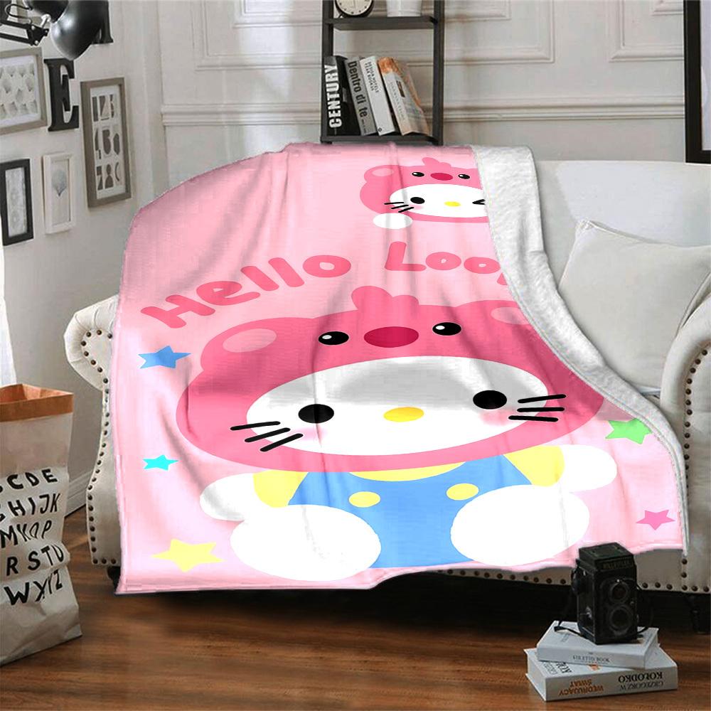 1 Stück Hello Kitty Loopy Decke Leichte Flanell-Kuscheldecke für Sofa Bett Reise Camping Wohnzimmer Büro Couch Sessel