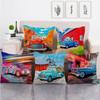 Colorful Oil Painting Of A Vintage Car Digital Printing Short Plush Pillow Covers For Car Sofa Office Cushion Cover Home Goods