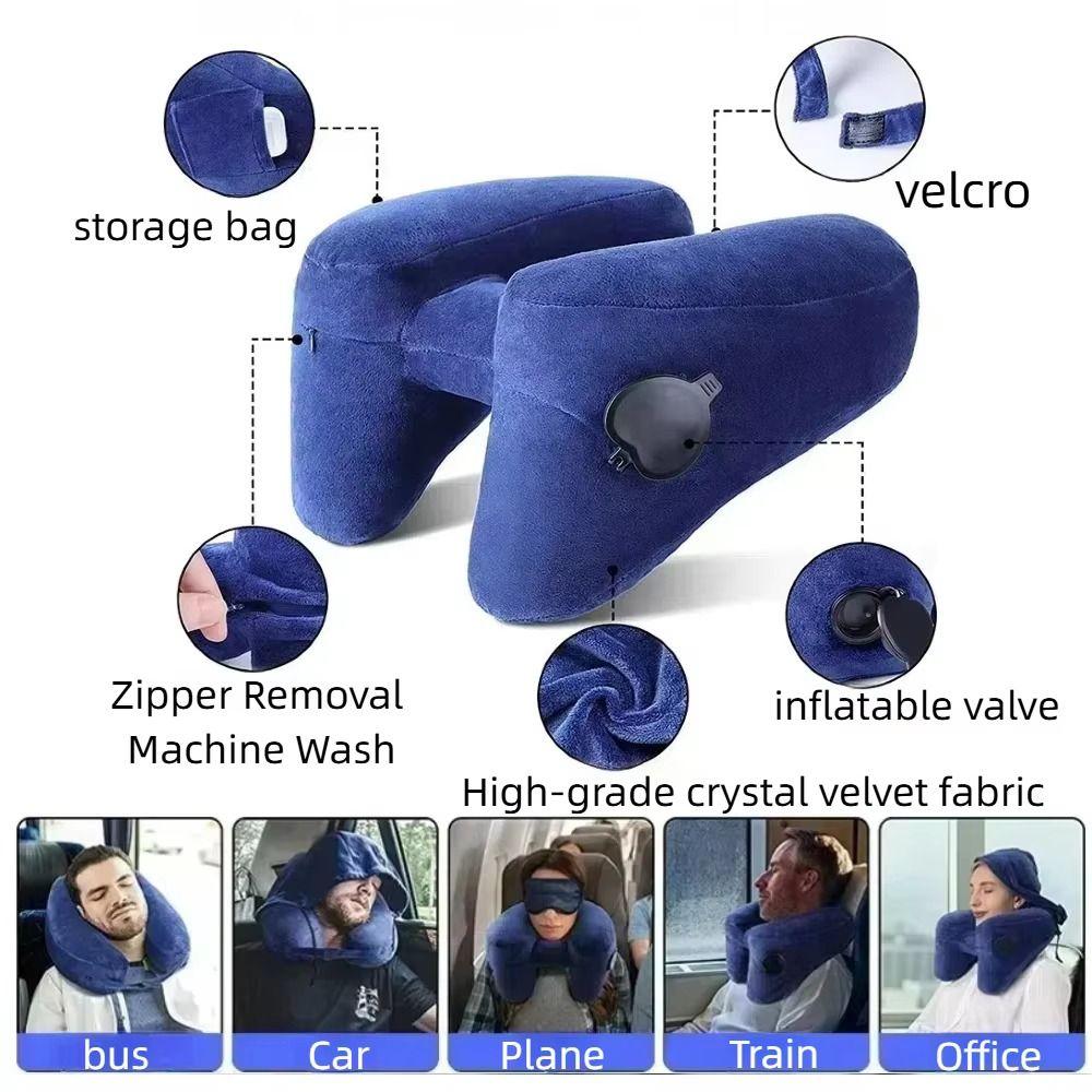 Breathable Design Travel Neck Pillow Inflatable Design H-Shaped Pillow U-Shaped Pillow  Car