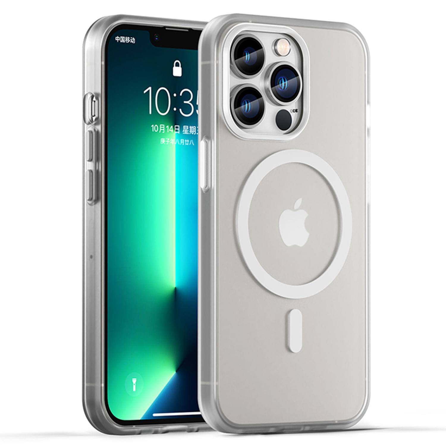 

For iPhone 13 Pro Translucent Matte Back Cover Magnetic Phone Case White