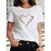 European Size Women's Heart and Butterfly Pattern T-Shirt - Short-sleeved T-shirt with Heart Print, Basic T-shirt, Round Neck Top for Spring