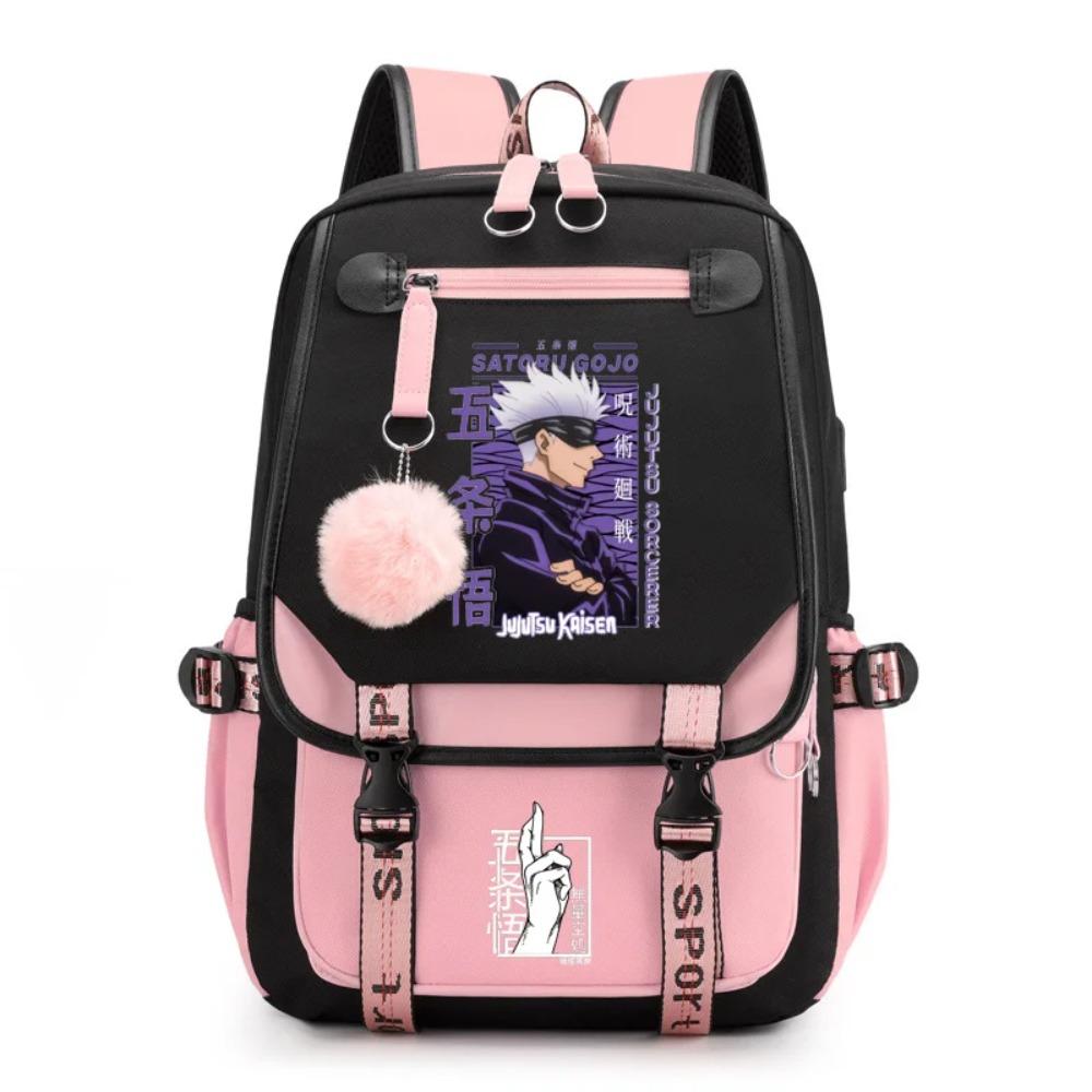 Popular Anime Satoru Gojo Harajuku Pattern Backpack Teenager Fashion Outdoor Zipper Rucksack USB Large Capacity Backpacks