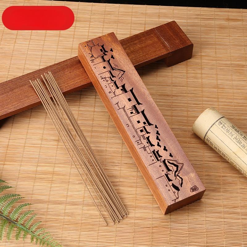 

24*5*2.6cm Wooden Wider Incense Burner Incense Stick Box Carved Hollowed-out Patterns Home Desktop Decoration Religious Supplies