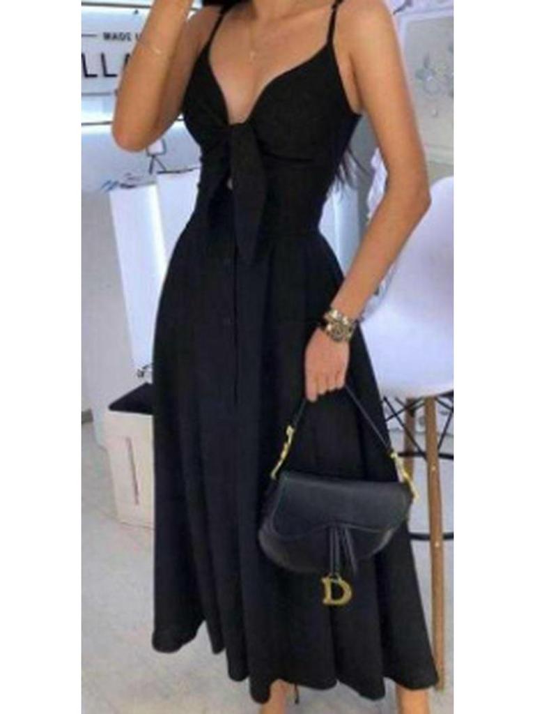 2025 New European & American Floral Lace-Up Spaghetti Strap Long Dress