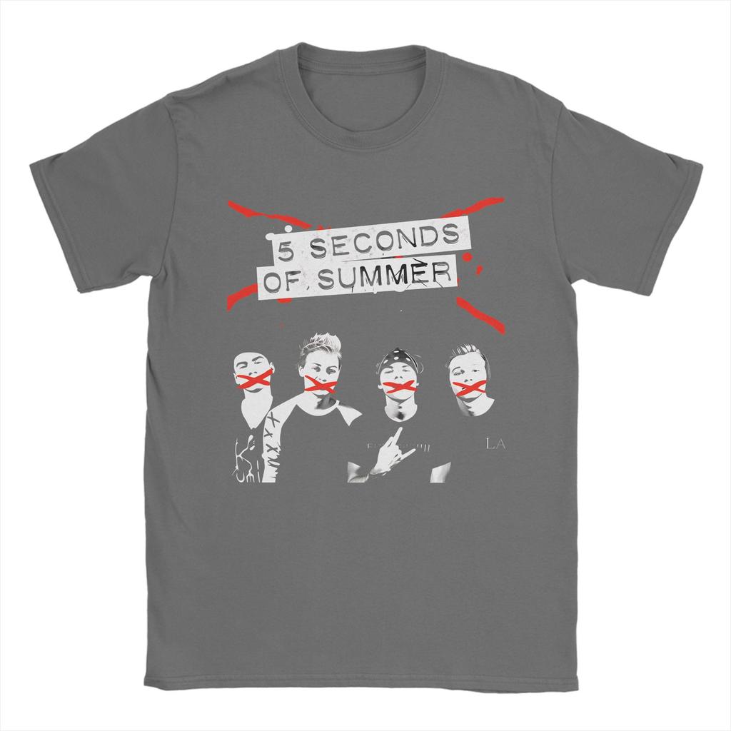 5 Seconds of Summer 5SOS T Shirts Men Cotton Humorous TShirt Round Collar  Tees Short Sleeve Clothes Plus Size