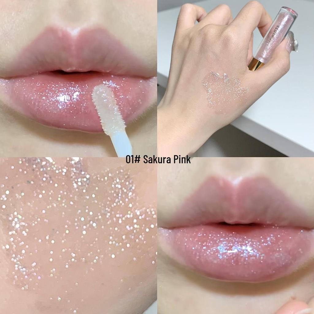 SHAQINUO Plumping Sparkle Lip Gloss: Watery Mirror Finish, Hydrating Lip Oil for Pouty, Glossy Lips.