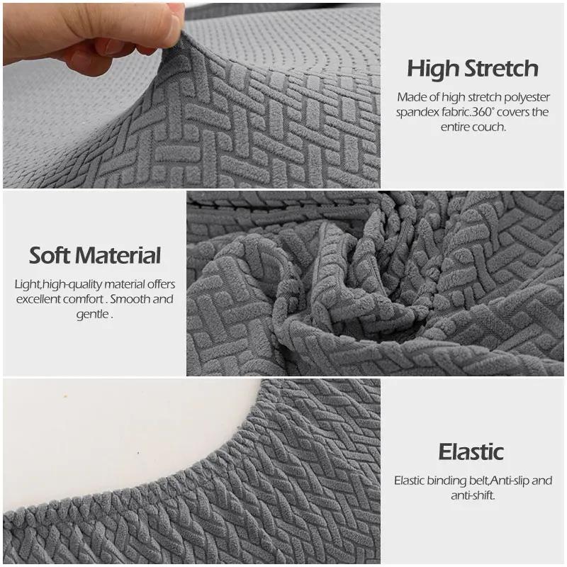 Long Grid Jacquard Chair Cover Universal Household Seat Cover Anti-Slip Elastic Dining Chair Covers For Dining Room Living Room