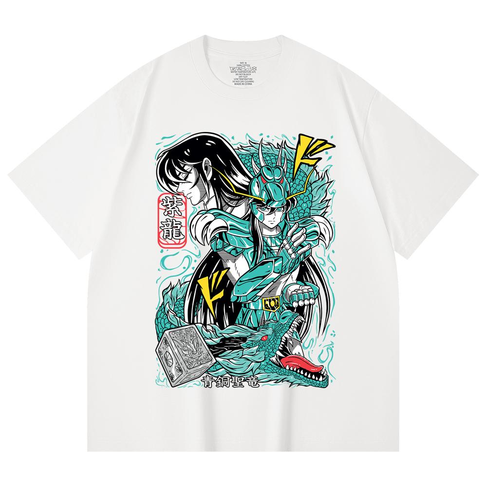 230 g/m² 100% Baumwolle Saint Seiya V8 Shiryu Druck Unisex Schweres Baumwoll-T-Shirt