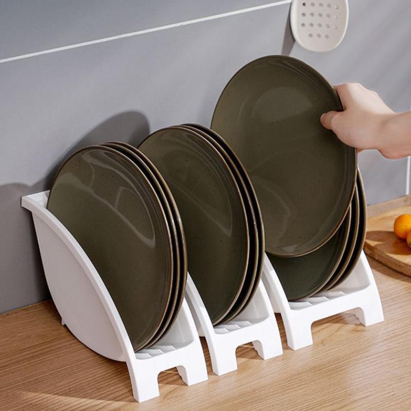 1 Pack Plastic Cabinet Rack Plate And Dish Storage Rack Bowl Cup Rack Multi-Function Storage Rack Kitchen Utensils Rack