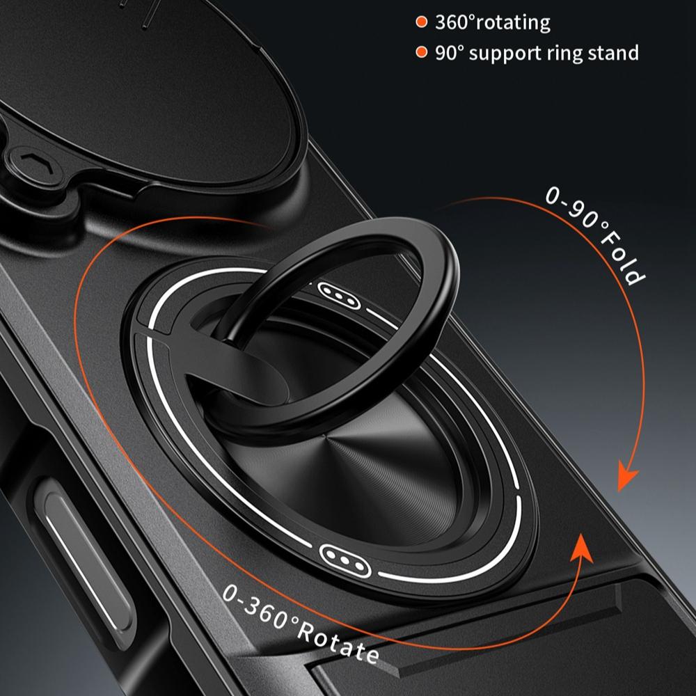 KEYSION Magnetic Phone Case for HONOR Magic 8 Pro 5G Slide Camera Protection Upright Kickstand 360 Ring Shockproof Back Cover