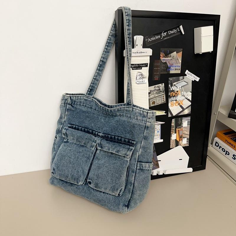 

Ретро повседневная японская джинсовая сумка-мессенджер мужская большой вместимости простая наплечная сумка-мессенджер женская студенческая сумка для занятий светло-синий