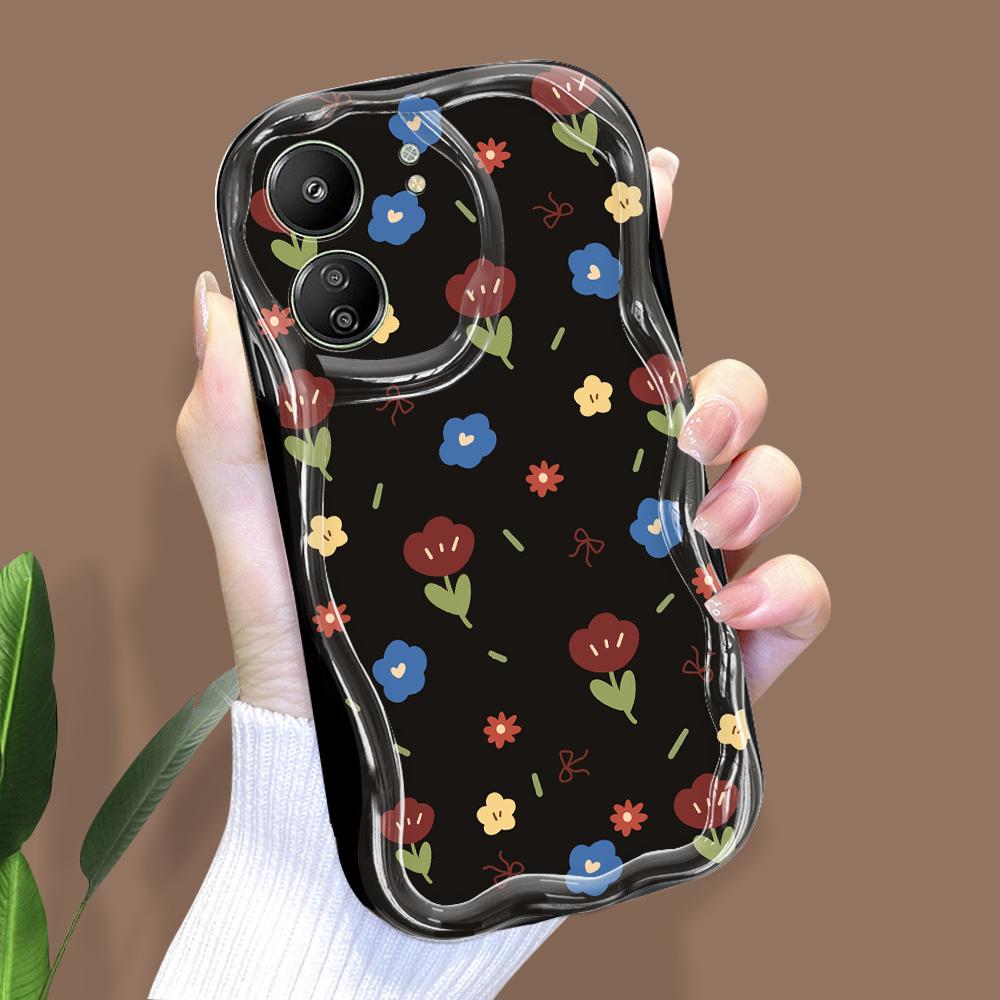 Cute Cartoon Pattern Cream Texture Casing Wavy Edge Soft Silicone Cover Phone Case for Xiaomi Redmi