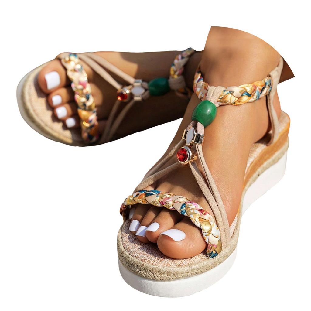 Crystal Sandals For Women Thick Soled Wedge Heeled Women'S Shoes Fashionable Casual Outerwear Sandalias De Mujer Verano 2026