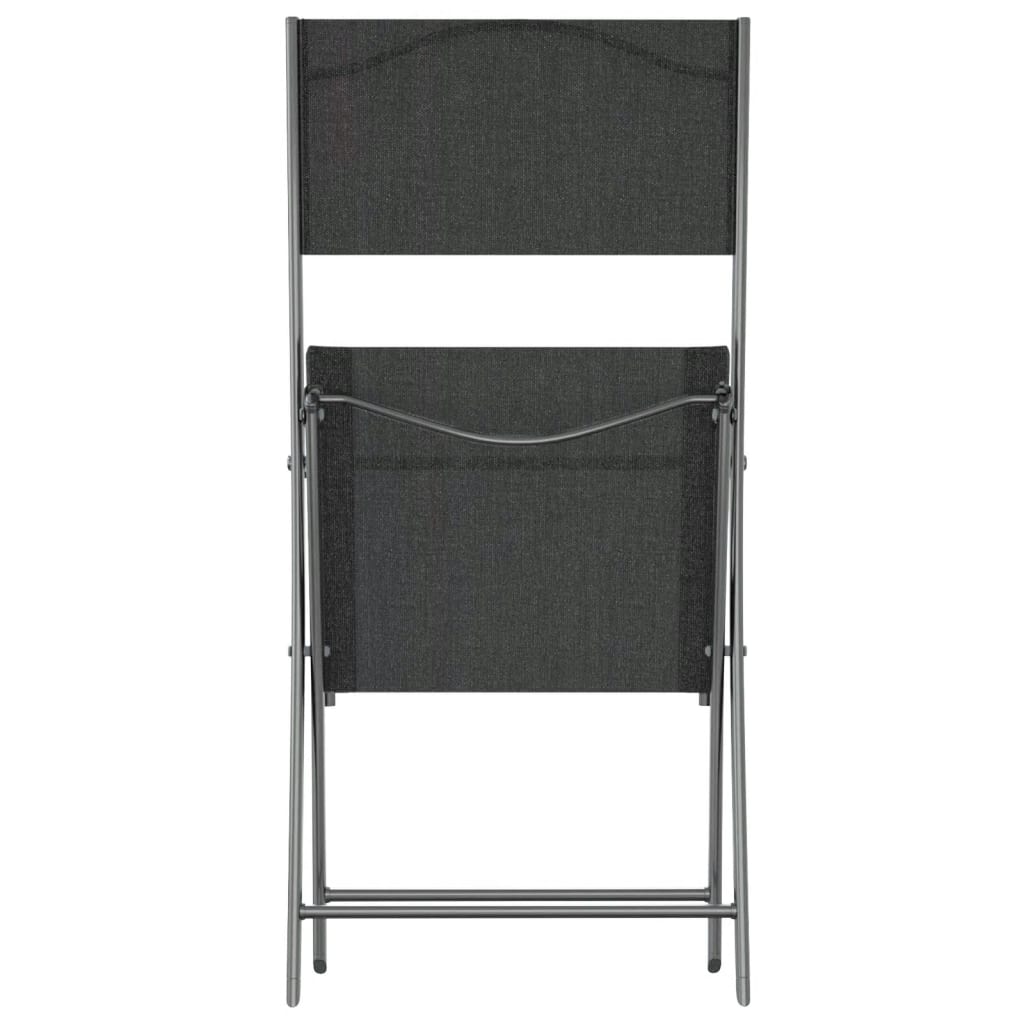 Vidaxl Folding Garden Chairs, 2 Pcs, Black, Steel And Textilene