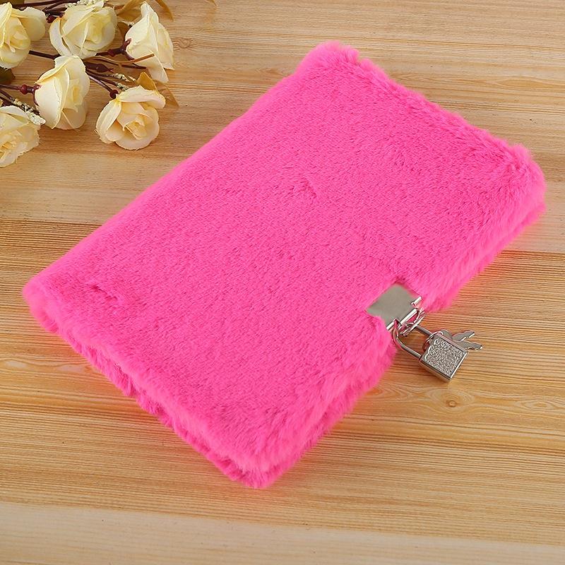 New A5 Creative Lovely Student Plush Diary Book Notebook with Lock School Gift