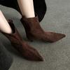 Fashion 2024 New Autumn Winter Women Boot Leather Short Boots for Women Fashion Pointed Toe Med Heels Ladies Shoes Modern Chelsea Boots