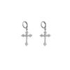 Super flash full diamond cross earrings women's niche temperament long stud earrings rhinestone ear buckles fashion earrings