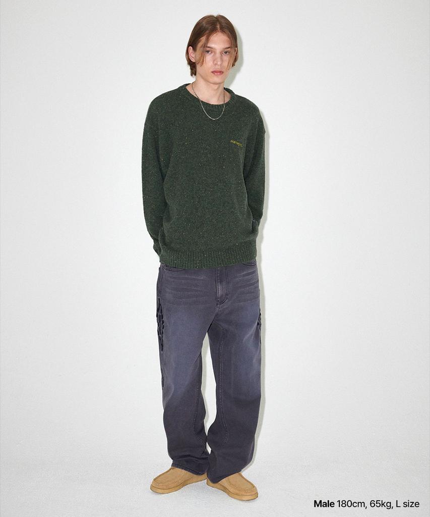 MAHAGRID Basic Logo Nep Knit Sweater Green(Mg2Efmk605A)