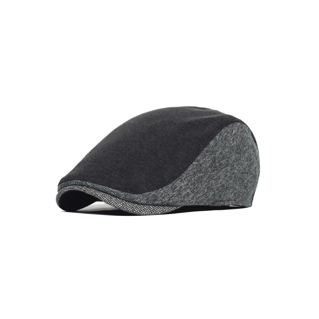Vintage Herringbone Newsboy Cap Men Women Winter Thick Warm Casual Stripe Berets Gatsby Flat Hat Peaked Cap Adjustable Patchwork