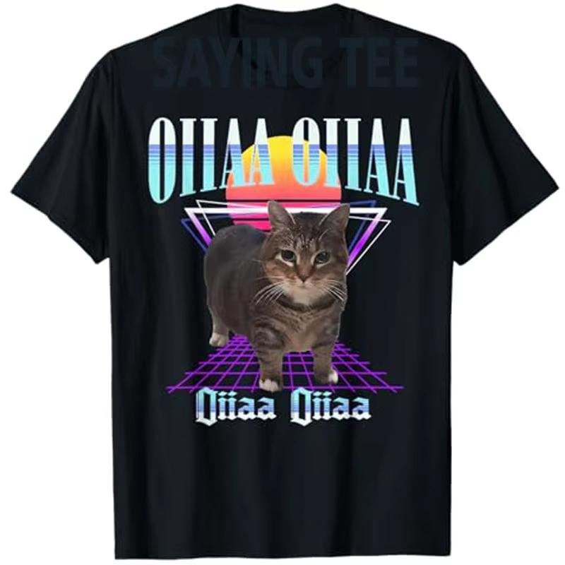 

Oiia Oiia Cat Meme Funny SpiningCat Novelty Gift for Unisex Women TShirt Funny Kitty Lover Saying Tee Short Sleeve Graphic Outfit 2XL