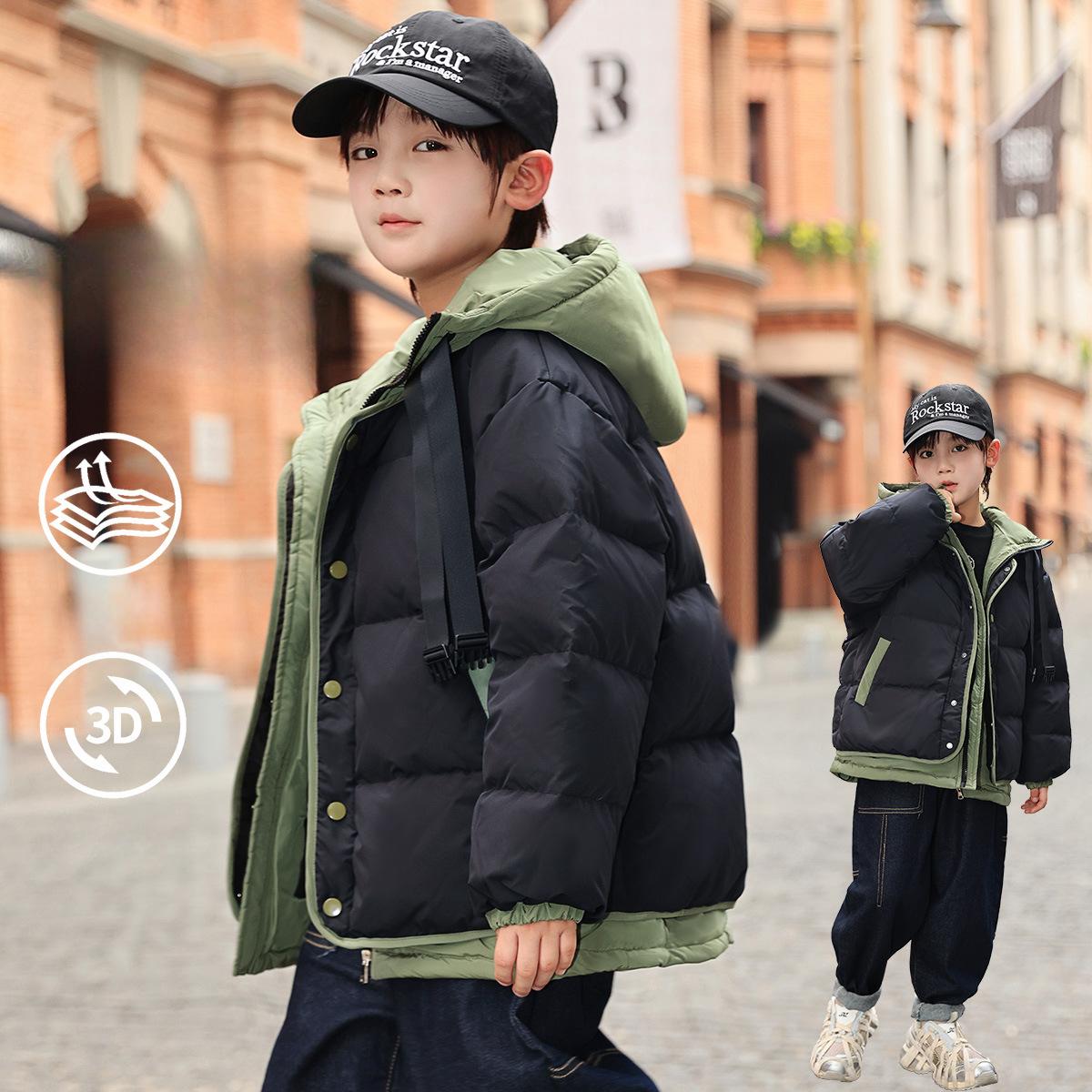 

Детская модная пуховая хлопковая куртка с утолщенным зимним хлопковым пальто для мальчиков 150cm