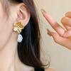 Trendy Gold Color Flower Shaped Earrings for Women Minimalist Imitation Pearls Drop Earrings Friendship Party Jewelry Gifts