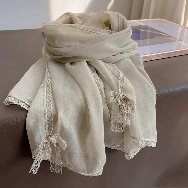 Nowy Jesienno-Zimowy Wysokiej Klasy Koronkowy Koronkowy Literacki Szal Ochrona przed Słońcem Wszechstronny Gładki Szalik Bawełniany i Lniany dla Pary