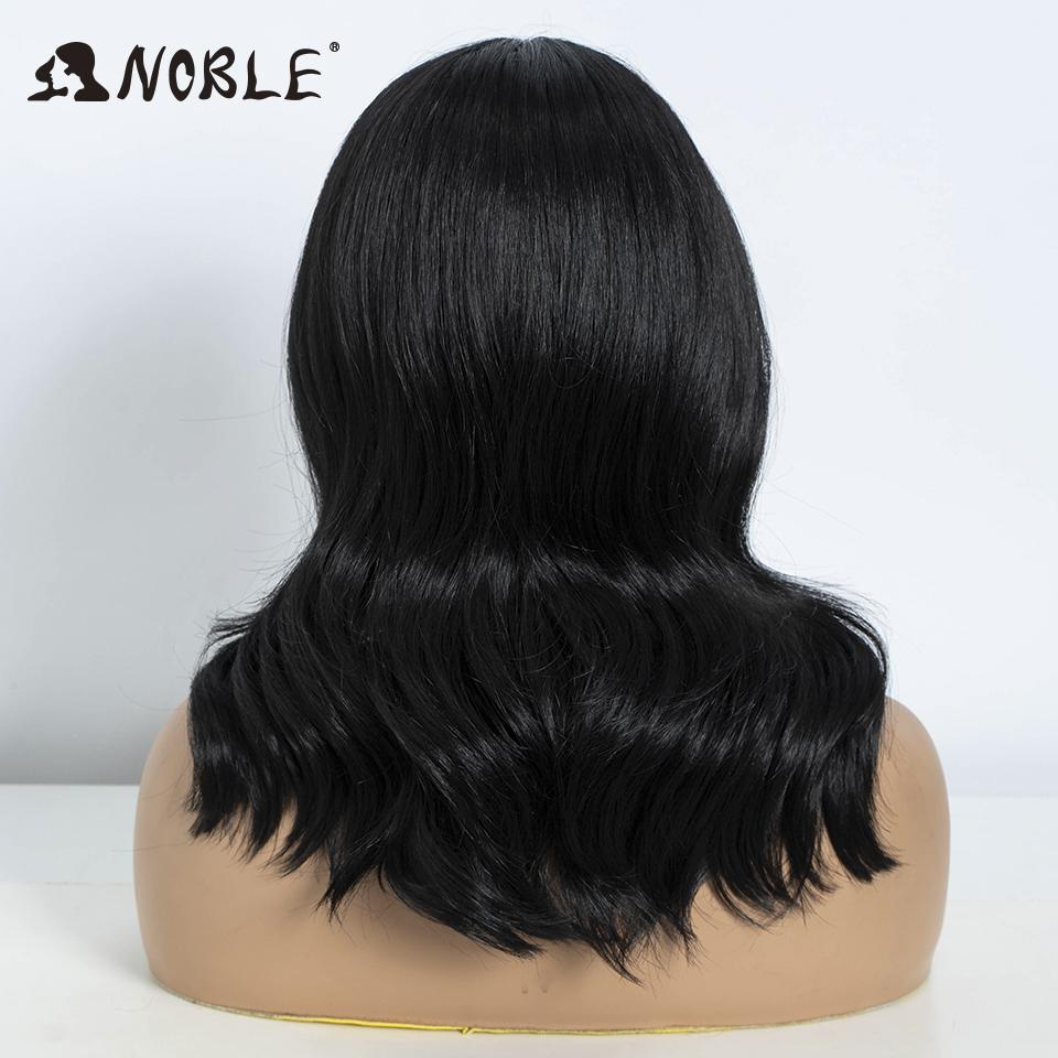 Noble Synthetic Lace Front Wig 14 Inch Long Wavy Lace Part Body Wavy Black Wig For Women Lace Front Wig Ombre Blonde Cosplay Wig