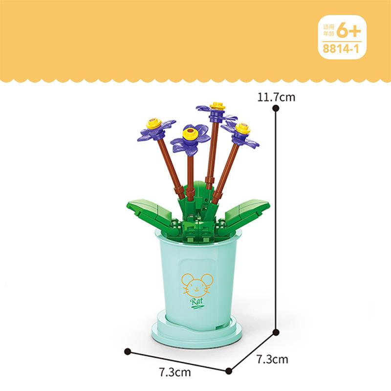 HOT MOC Flowers DIY Potted Plants Micro Landscapes Mini Art Construction Building Blocks Sets Model Dolls Brick Girls Toys Gifts