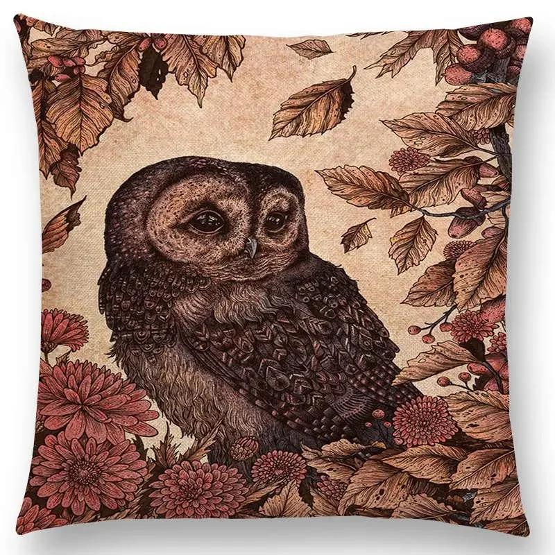 Dark Augury Bird Sofa Pillow Case Three Eyes Raven Steampunk Hummingbird Night Princess Lion Owl Cushion Cover