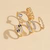 INS Style Alloy Rings, Cross-border Minimalist Light Luxury Snake Stackable Ring Set Diamond Inlaid Women Couple Rings