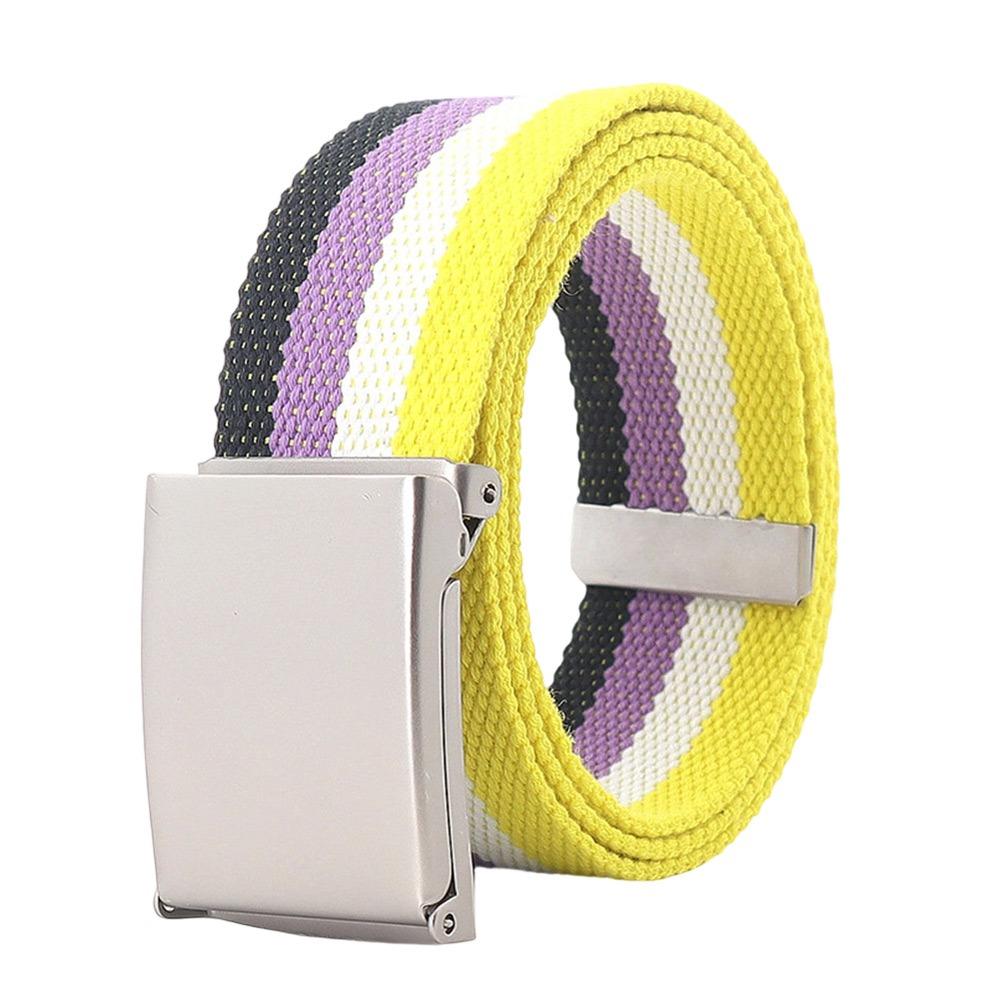 120cm Metel Buckle Belt Colorful Waistband Fashion Canvas Belt  Unisex