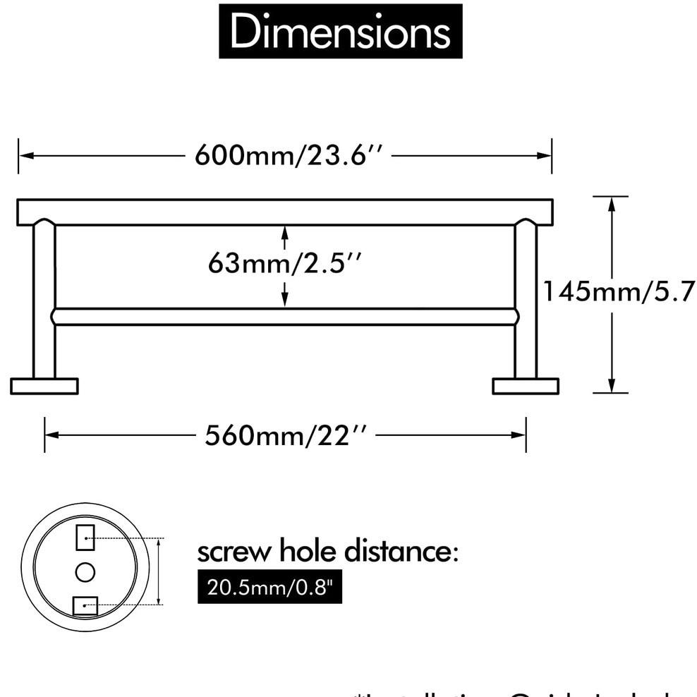 Bathroom Rustproof Towel Rack SUS 304 Stainless Steel Wall Mount Towel Holder Household Double Towel Rod