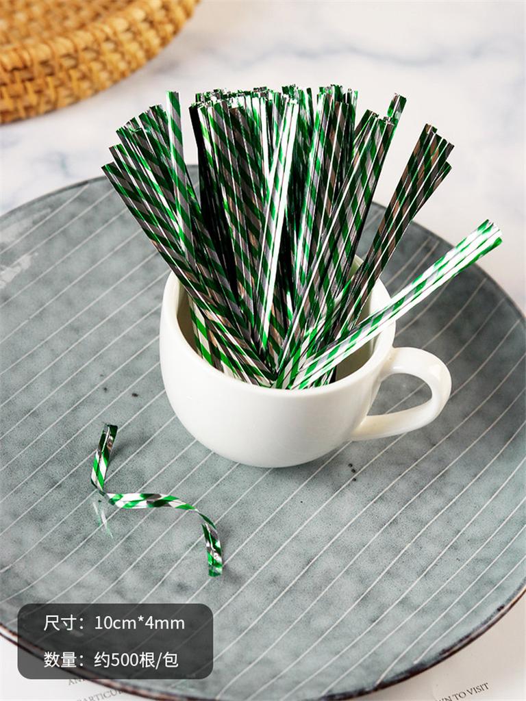 500Pcs 10cm Laser Wire Metallic Twist Ties DIY Baking Packaging Lollipop Dessert Candy Sealing Gift Bag Decor