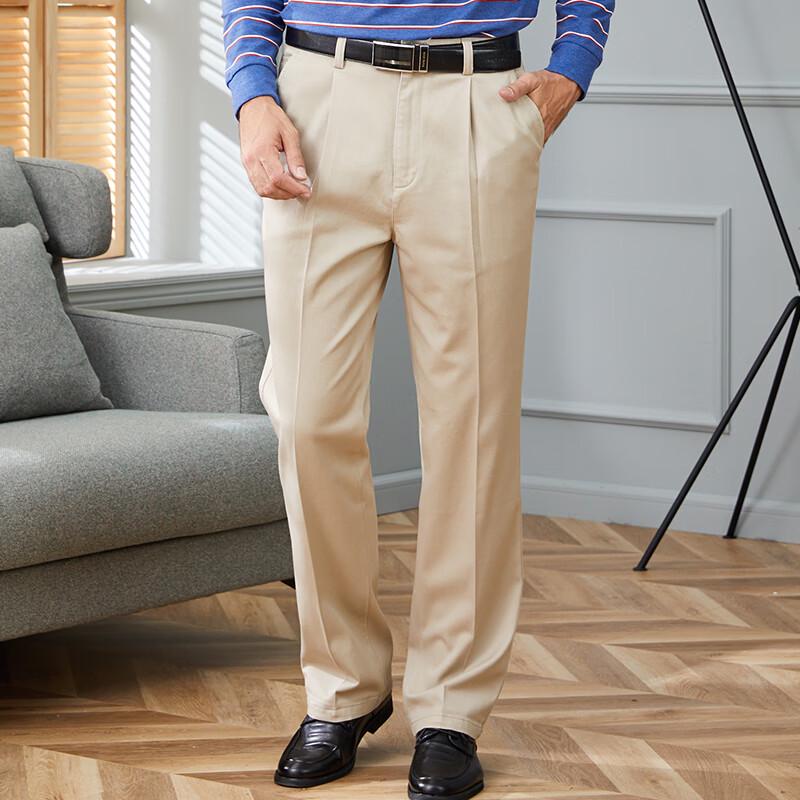 

YOUNG RIVER Men s Business Casual Autumn/Winter Single Pleat Chinos 35