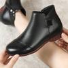 Soft leather super soft mother shoes spring and autumn soft sole comfortable short boots large size flat women's shoes middle-aged and elderly ro