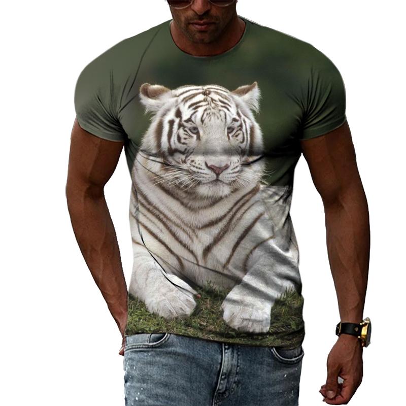 Letní móda trička Animal Tiger s výstřihem do O Pro muže Ležérní Trend harajuku Osobnost 3D tisk Tričko s krátkým rukávem Top