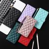 S23 S24 Ultra Checkered Leather Case For Samsung Galaxy S24 S23 S22 S21 S20 FE S10 Note 20 Ultra 10 Plus 9 8 Lanyard Flip Cover