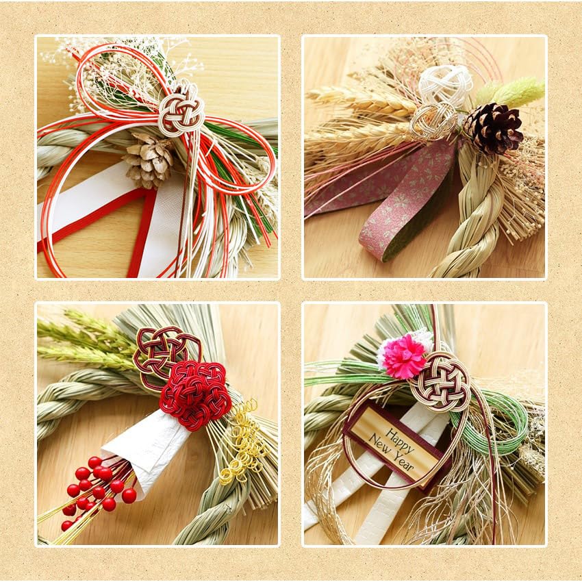 Osaka Choseido New Shimenawa Stylish Entrance Wreath with Approximately 19cm Hanakyo Dried Flower Beckoning Cat Chopstick Rest Included Year's
