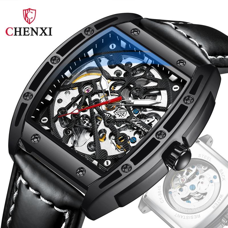 Chenxi montre mécanique automatique creuse en forme de tonneau de vin pour hommes lumineuse fabricant montre mécanique