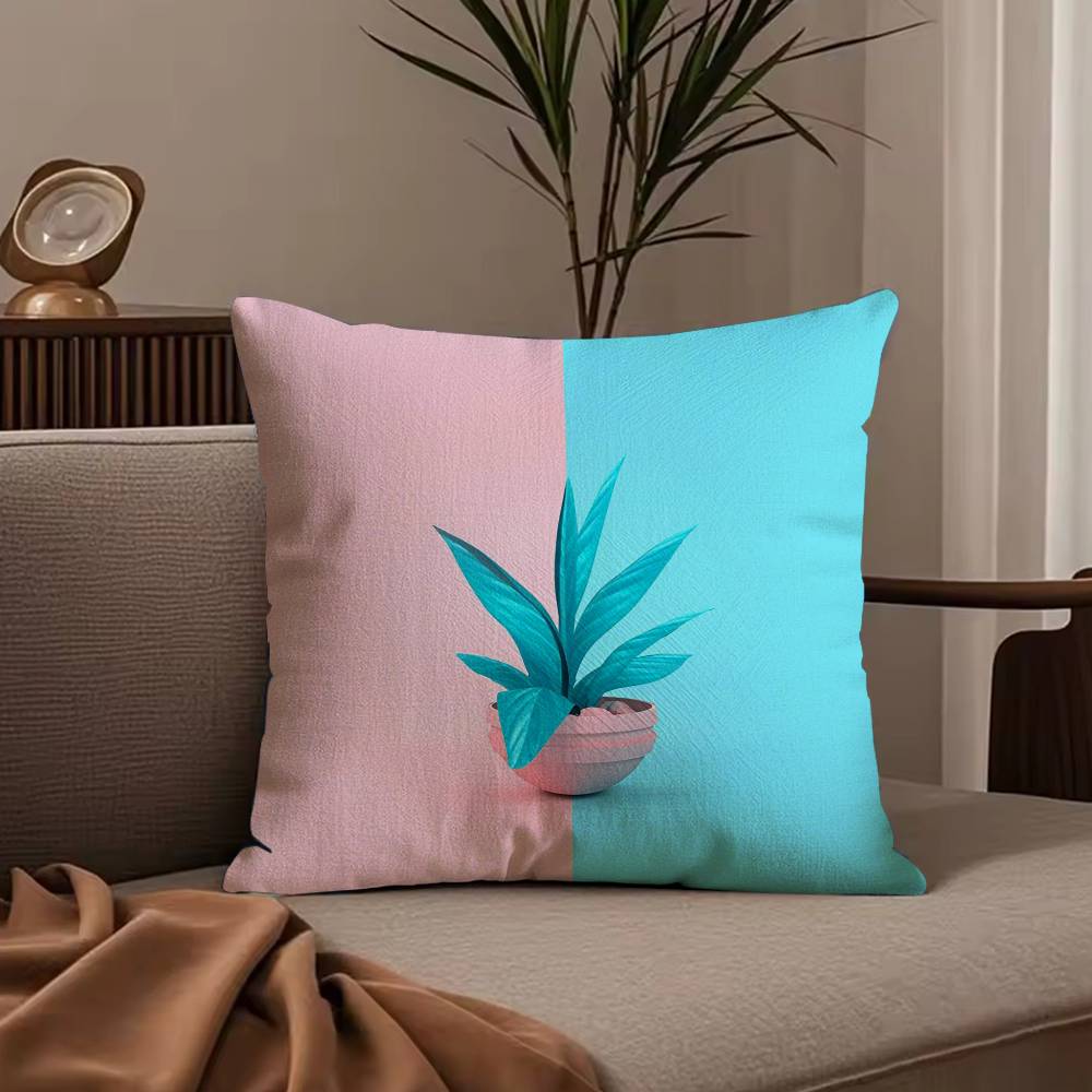 Tropical Plant Fruits Pillow Case Anti-dustmite Pillowcase Invisible zipper silky short plush Sofa cushion cover