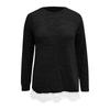 Women's /winter Fashion Round Neck Loose Casual Pullover Pocket Lace Stitching Top